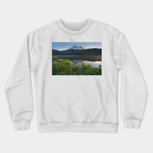 Mount Rainier And Reflection Lake Mount Rainier National Park Crewneck Sweatshirt